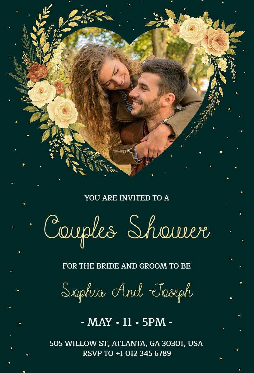 Romantic Floral Elegant Couples Shower Invitation Template