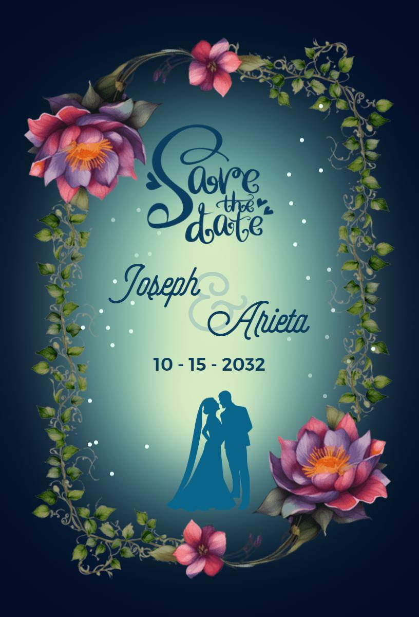 Romantic Floral Elegant Wedding Save The Date Invitation Template