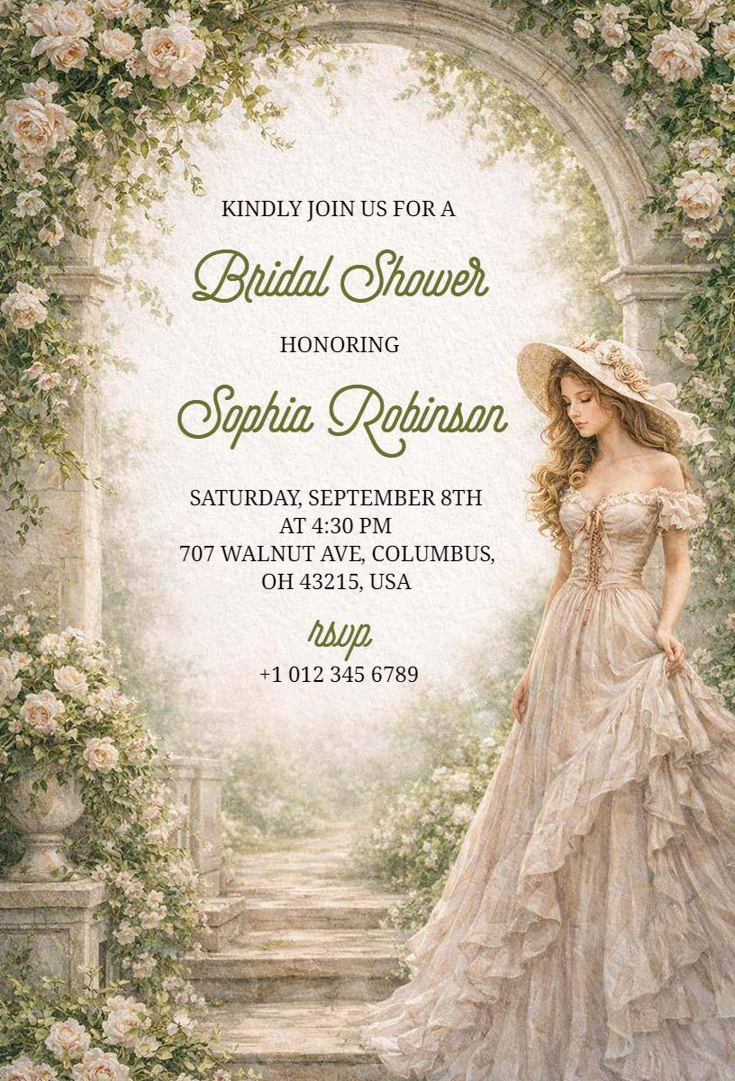 Romantic Floral Garden Bridal Shower Invitation Template