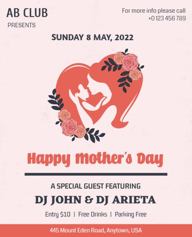 Romantic Floral Happy Mother's Day Celebration Poster Template