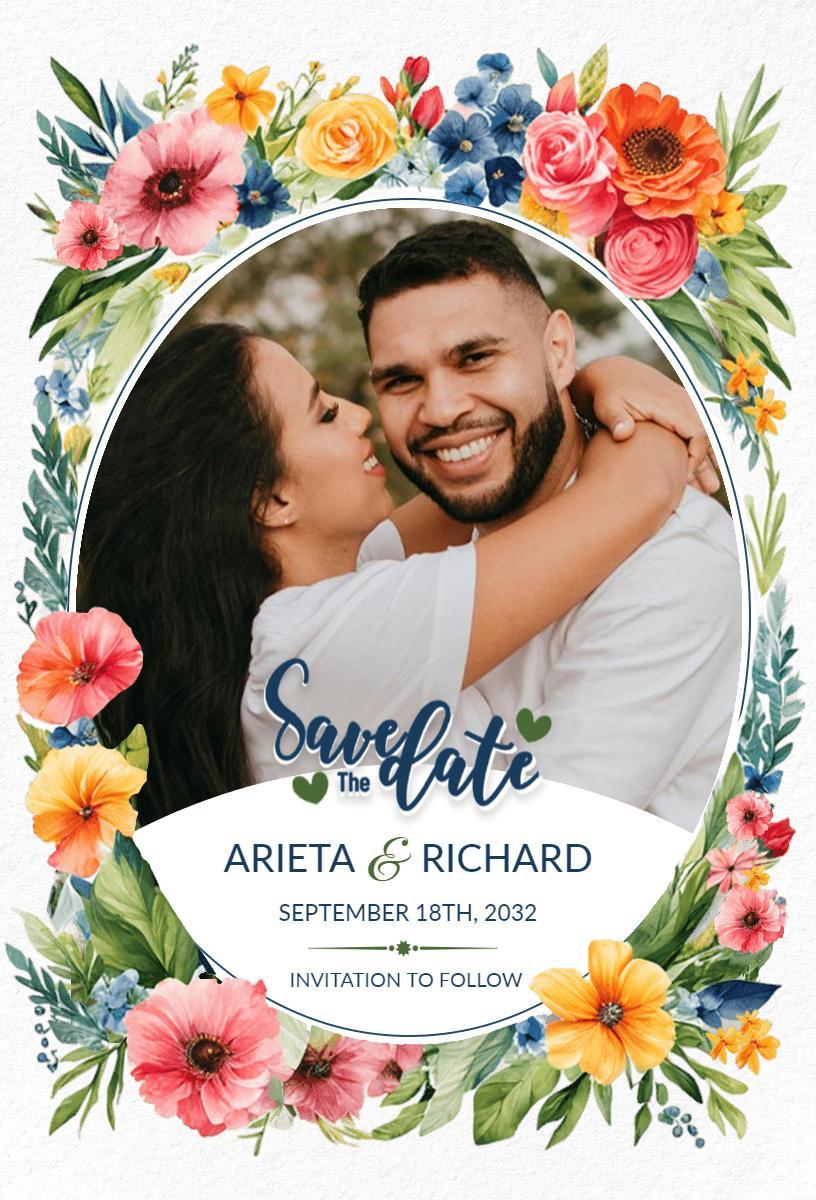 Romantic Floral Love Story Save The Date Invitation Template