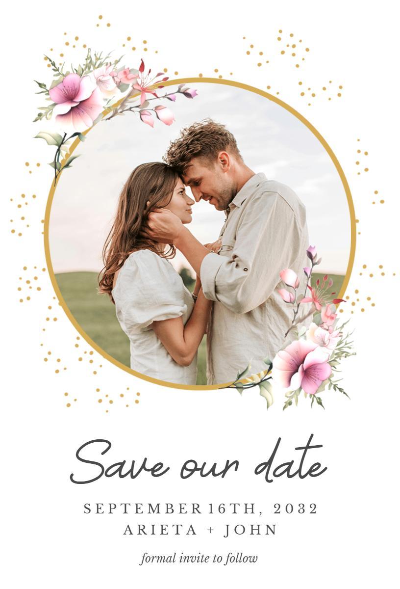 Romantic Floral Save The Date Announcement Invitation Template