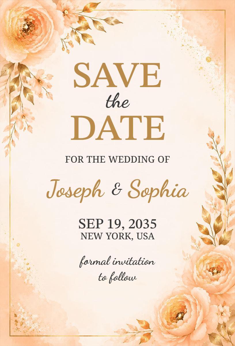 Romantic Floral Save The Date Wedding Announcement Invitation Template