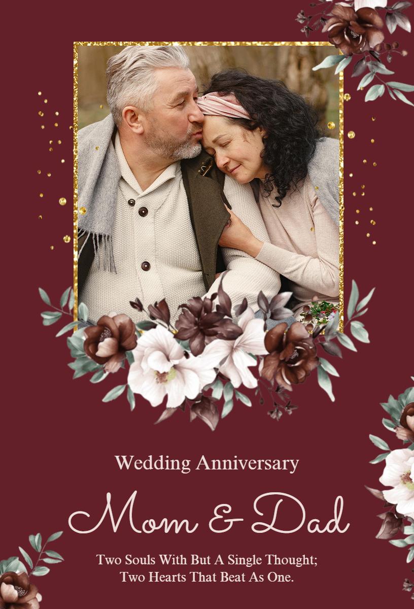 Romantic Floral Wedding Anniversary Celebration Invitation Template