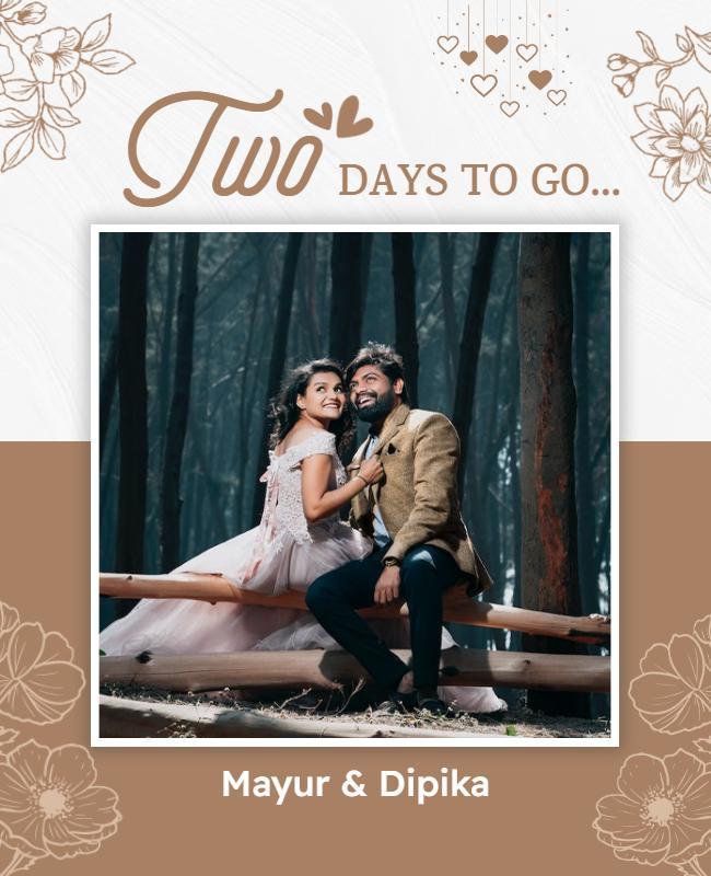 Romantic Floral Wedding Countdown Invitation Poster Template