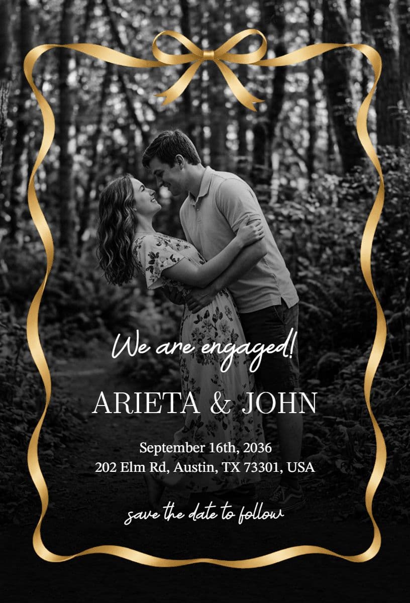 Romantic Forest Engagement Announcement Template
