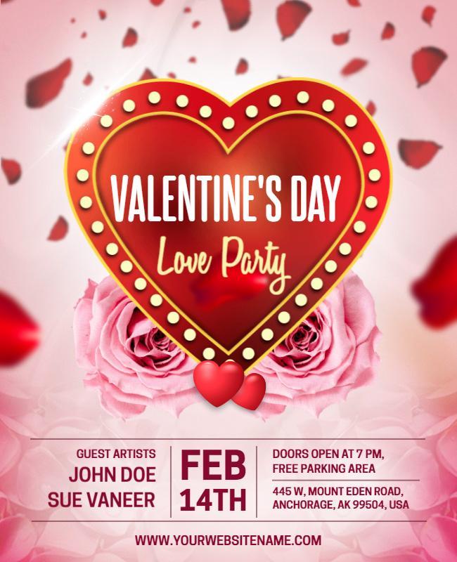 Romantic Heart-Shaped Valentine's Day Love Party Poster Template