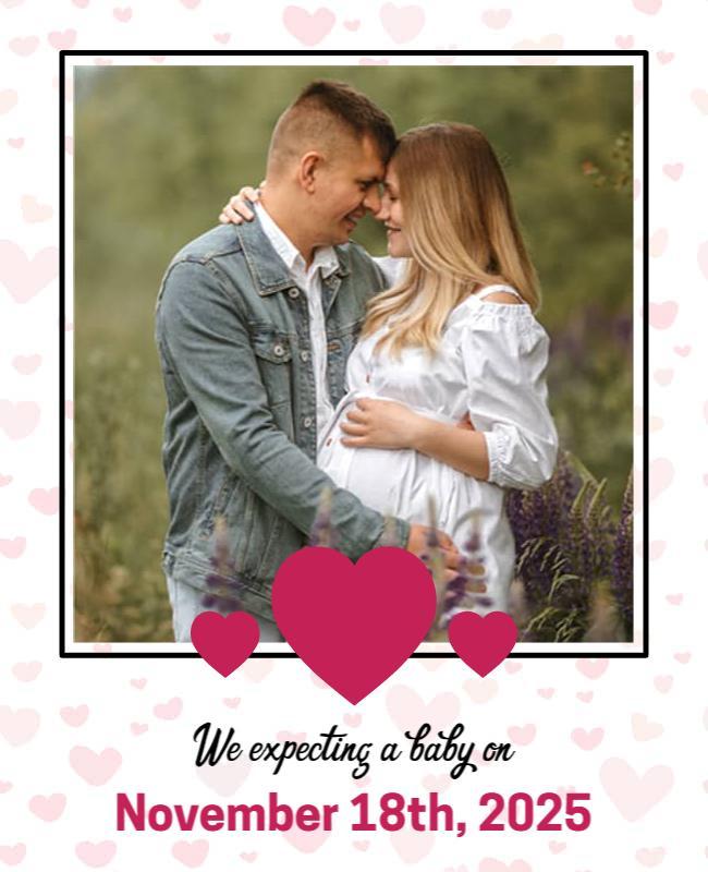 Romantic Heart-Themed Pregnancy Announcement Flyer Template