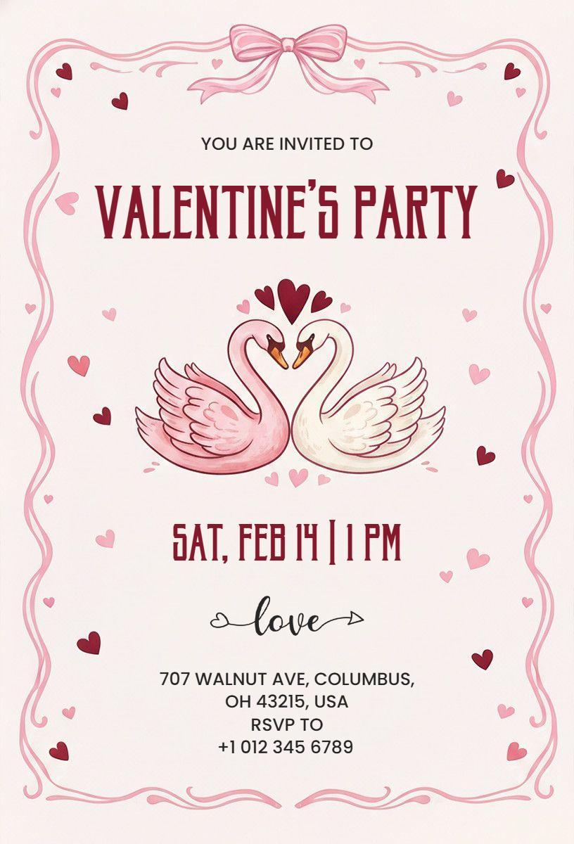 Romantic Heart-themed Valentine's Day Celebration Invitation Template