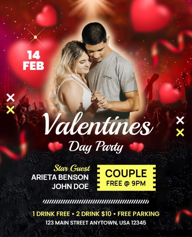 Romantic Heart-Themed Valentine's Day Party Poster Template