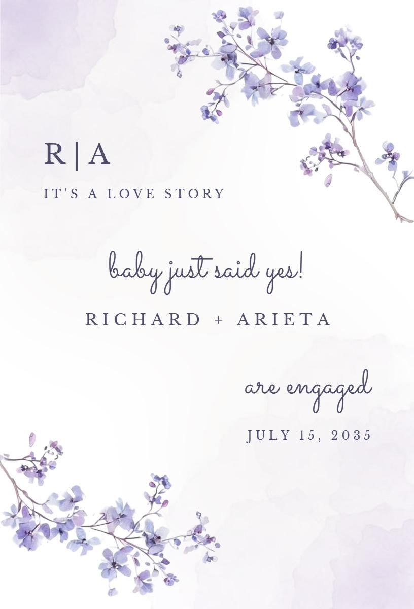 Romantic Lavender Floral Engagement Celebration Invitation Template