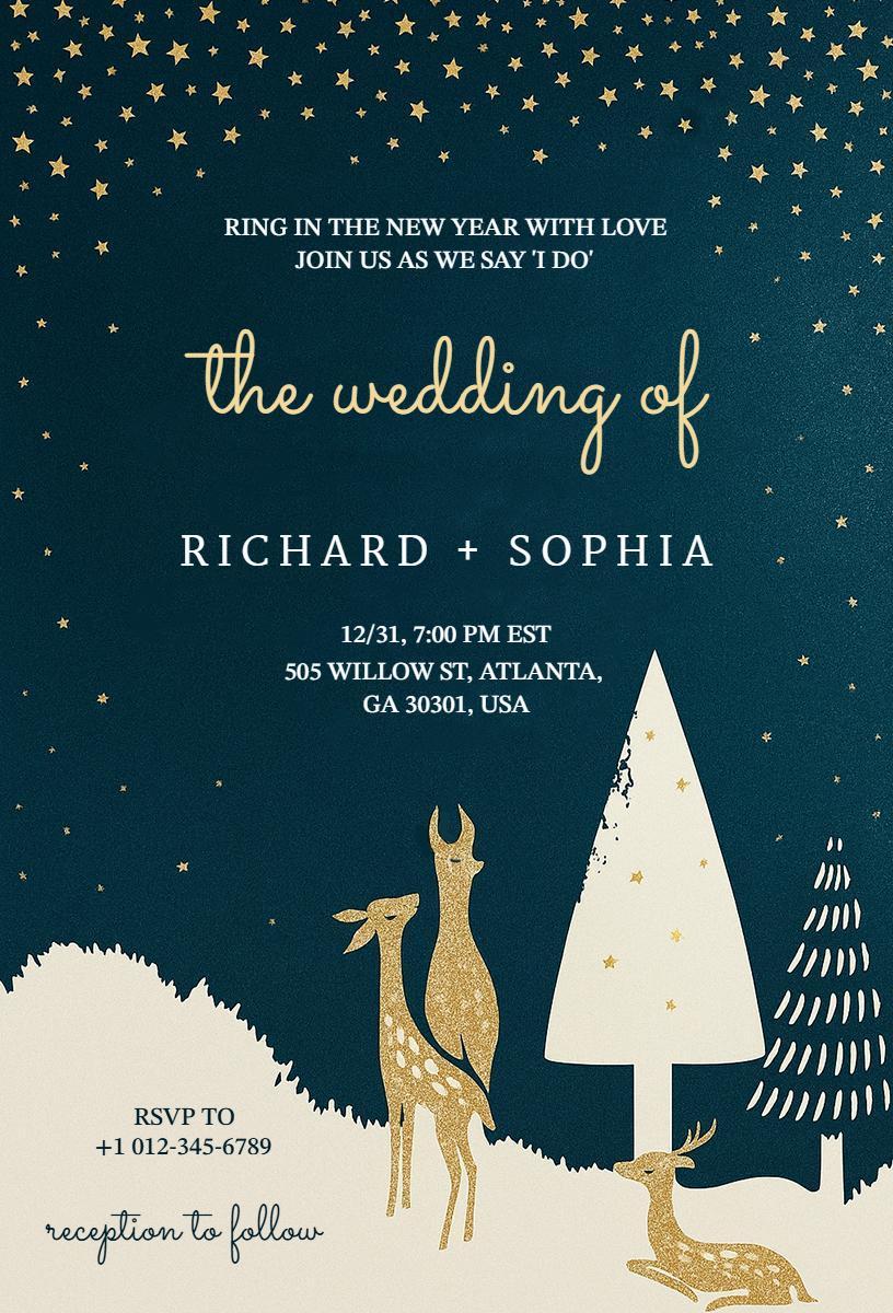 Romantic New Year Wedding Celebration Invitation Template
