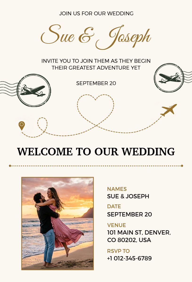Romantic Passport Wedding Invitation Template