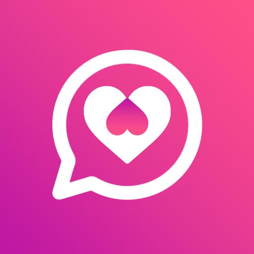 Romantic Pink and White Heart Conversation Bubble Dating Logo Template