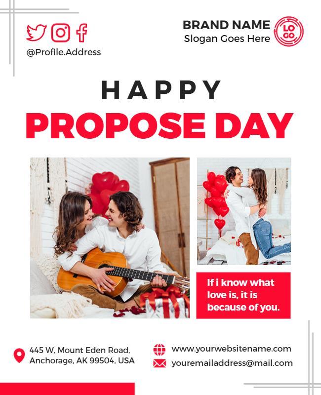 Romantic Red Happy Propose Day Celebration Poster Template