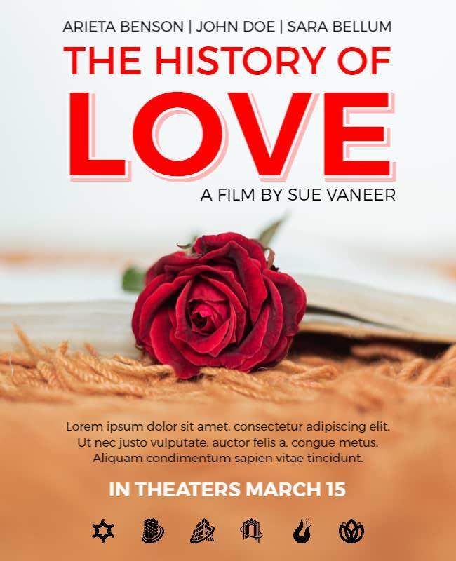 Romantic Red Love Film Movie Poster Template