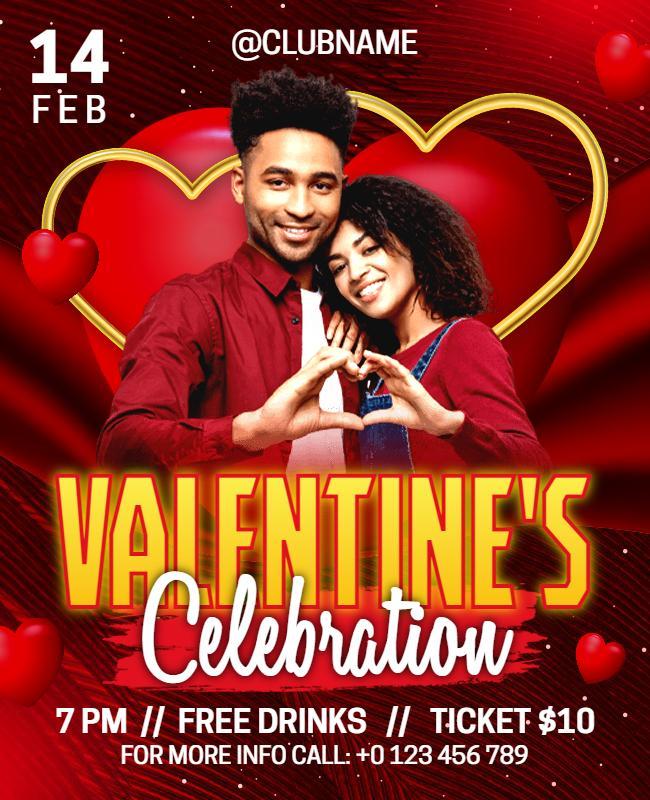 Romantic Red Valentine's Celebration Event Poster Template