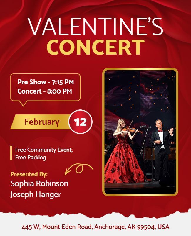 Romantic Red Valentine's Concert Celebration Poster Template