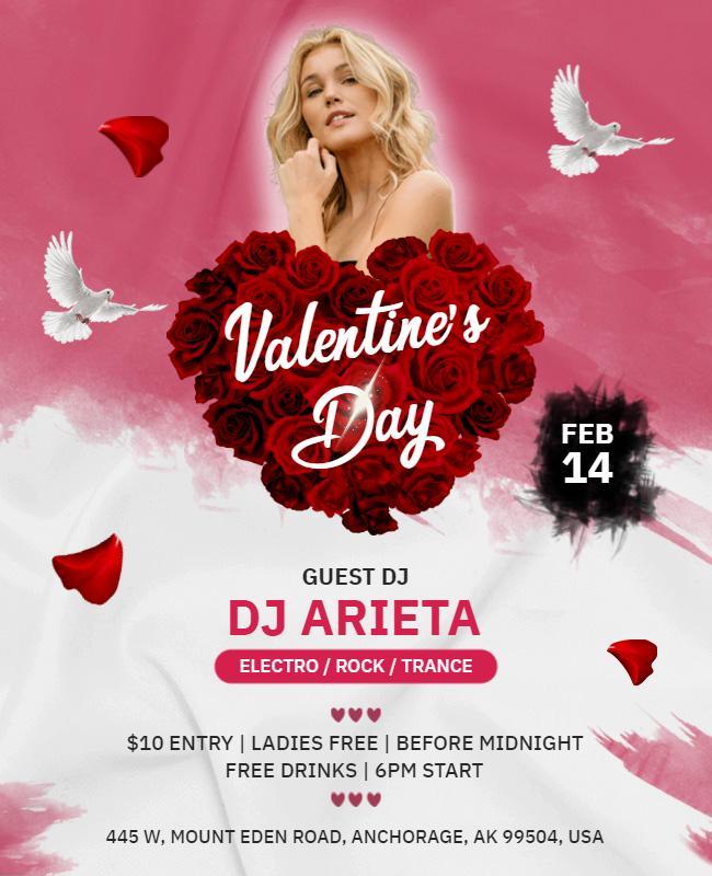 Romantic Red Valentine's Day Dance Party Poster Template