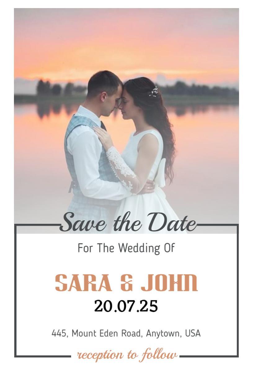 Romantic Sunset Elegance Wedding Save The Date Invitation Template