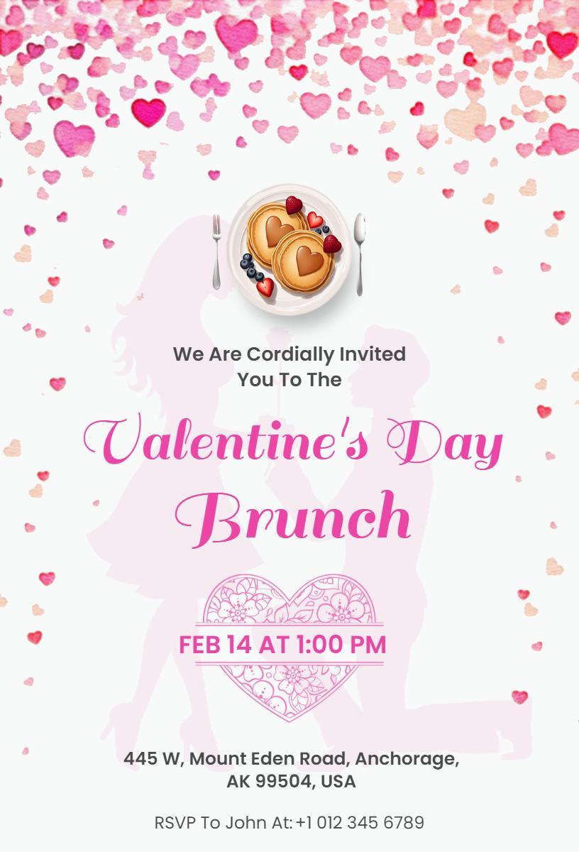 Romantic Valentine's Day Brunch Celebration Invitation Template