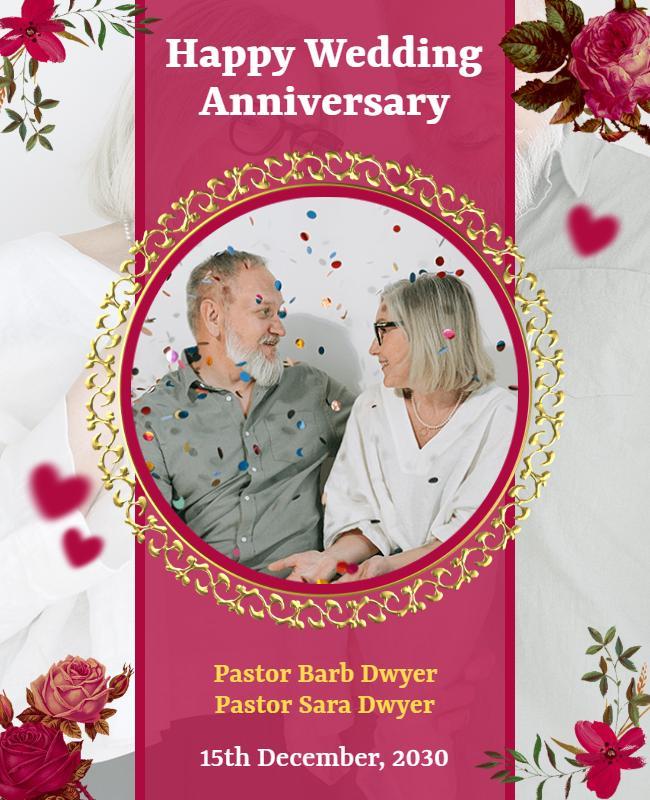 Romantic Wedding Anniversary Celebration Flyer Template