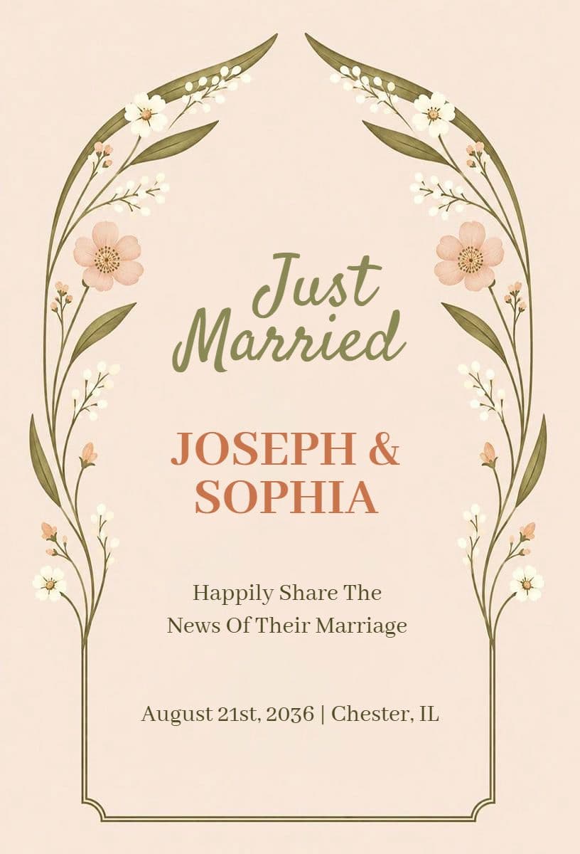 Romantic Wedding Celebration Announcement Template