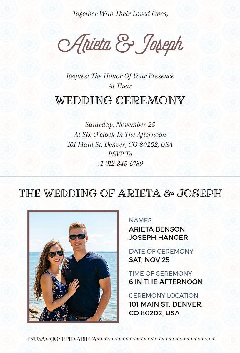 Romantic Wedding Ceremony Invitation Template