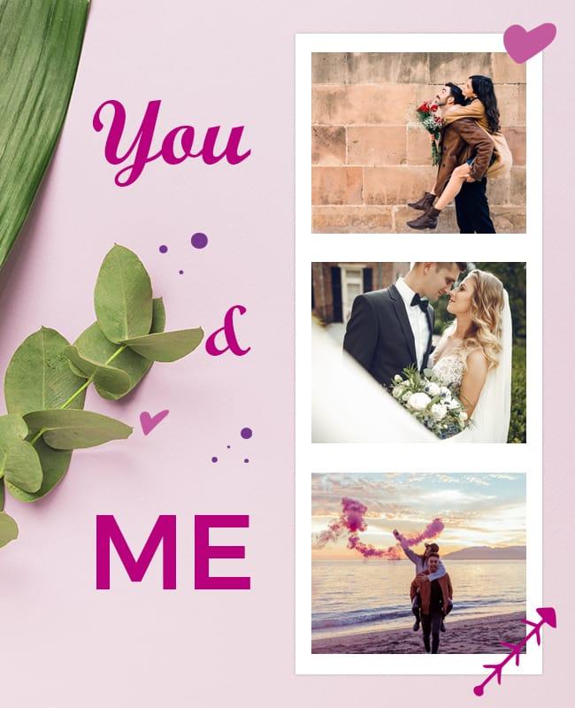Romantic Wedding Invitation Photo Collage Flyer Template