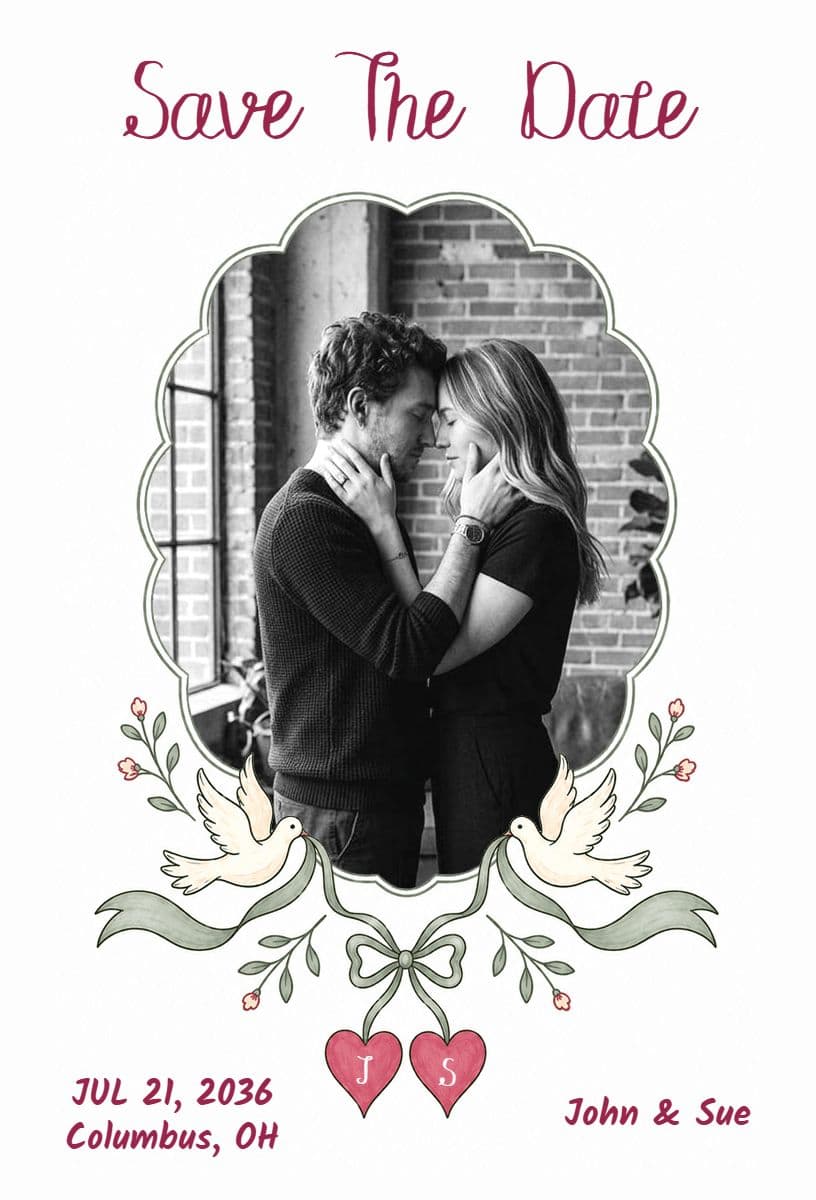 Romantic Wedding Save the Date Announcement Template