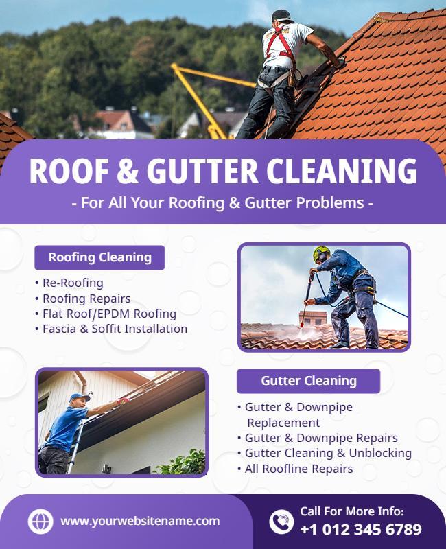 Roof and Gutter Cleaning Service Flyer Template