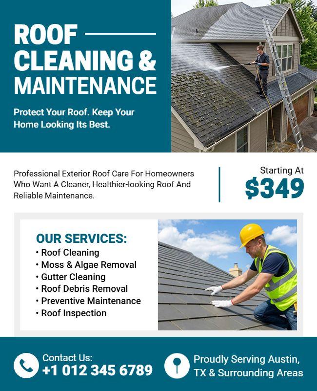 Roof Cleaning and Maintenance Services Flyer Template
