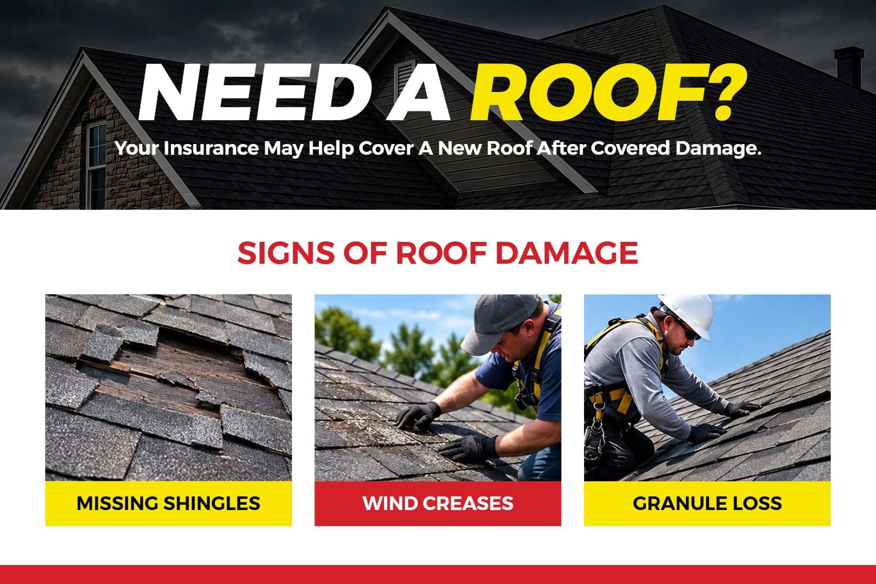 Roof Damage and Repair Needs Postcard Template