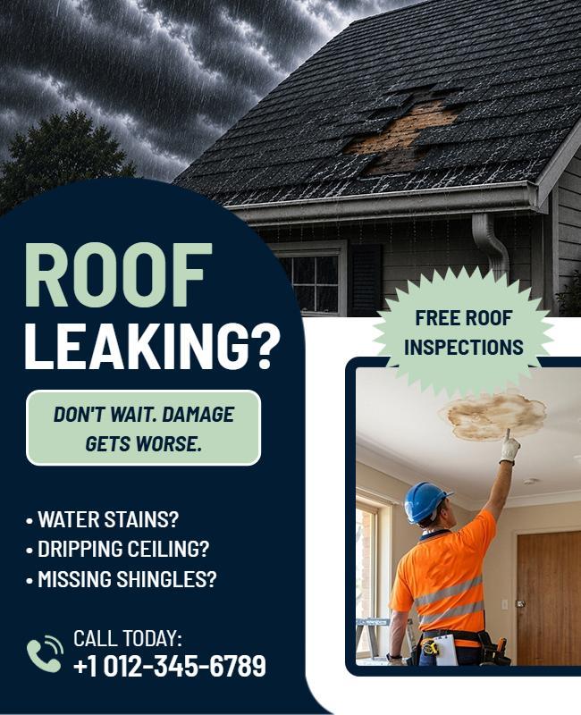 Roof Leak Repair Flyer Template