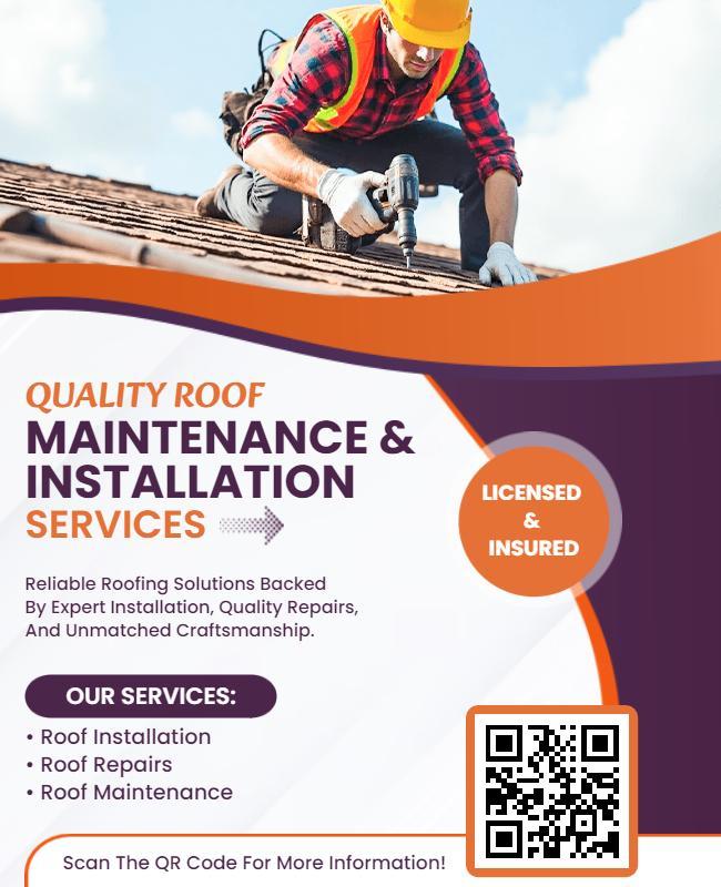 Roof Maintenance and Installation Services Flyer Template