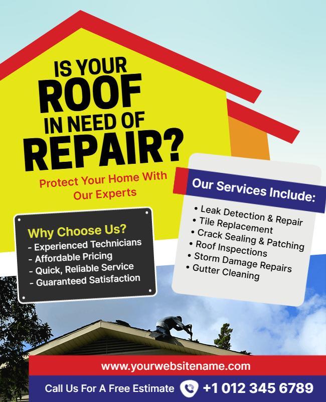 Roof Repair Service Promotion Flyer Template