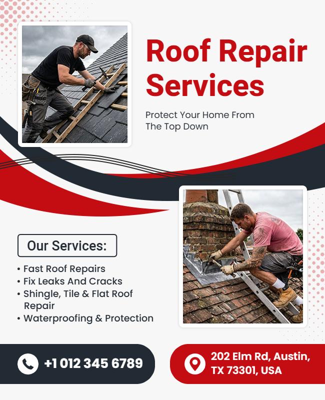 Roof Repair Services Advertisement Poster Template