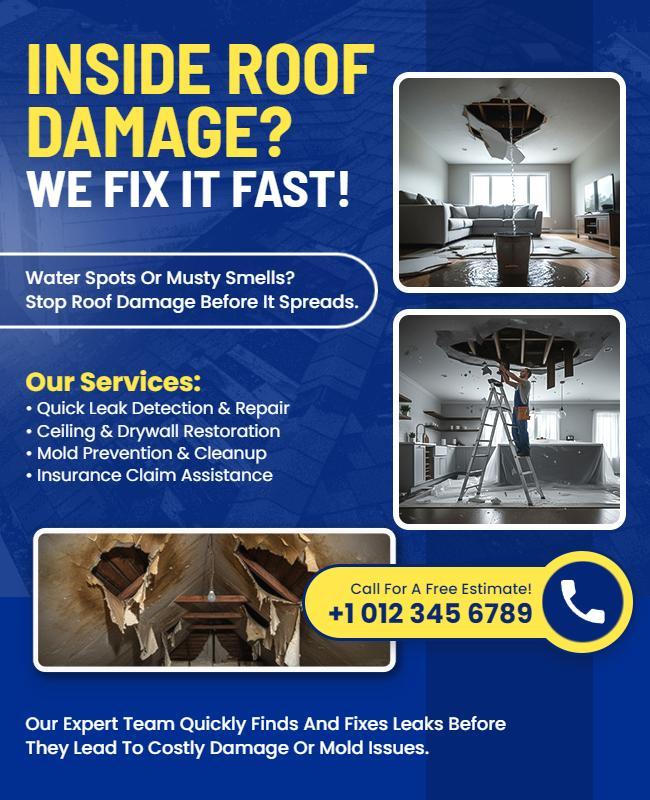 Roof Repair Services Promotional Flyer Template