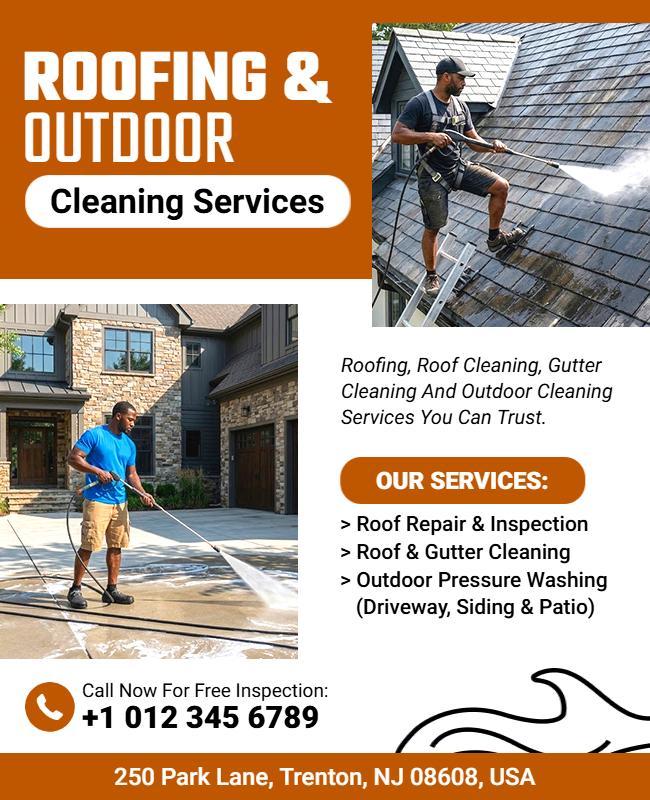 Roofing and Outdoor Cleaning Services Flyer Template