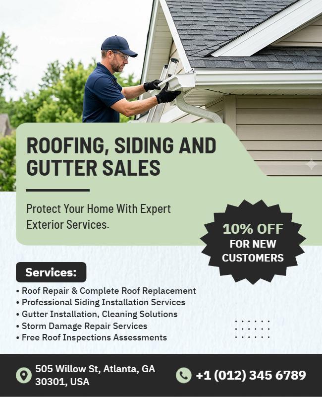 Roofing and Siding Services Advertisement Flyer Template