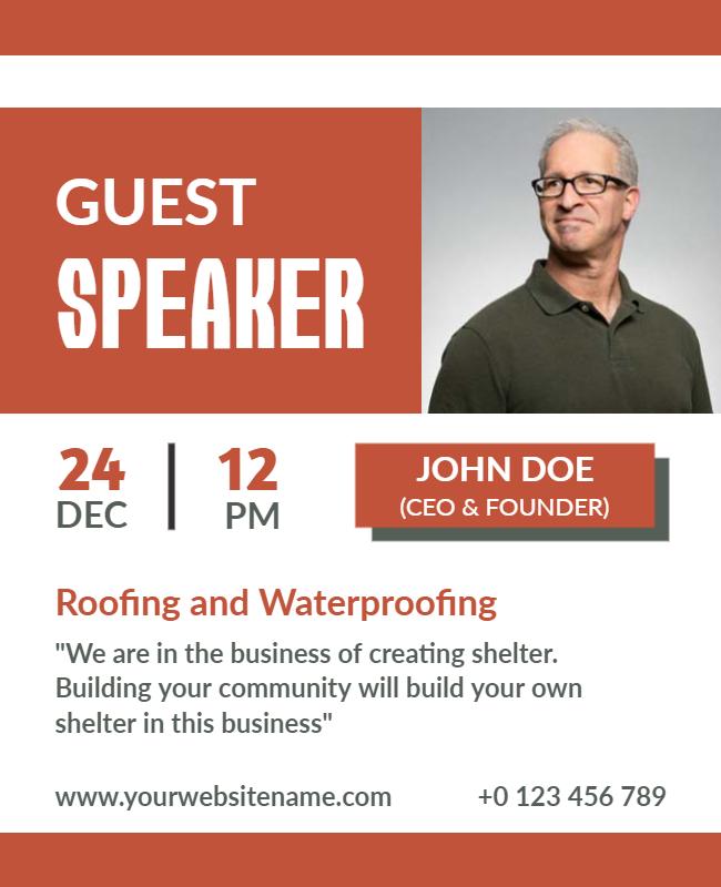 Roofing Business Guest Speaker Event Flyer Template