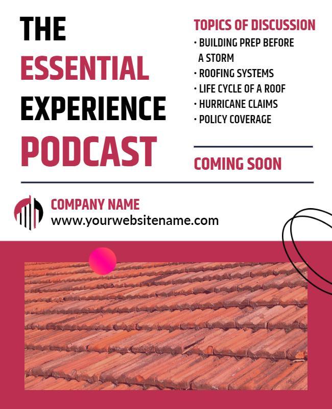 Roofing Insurance Podcast Announcement Flyer Template