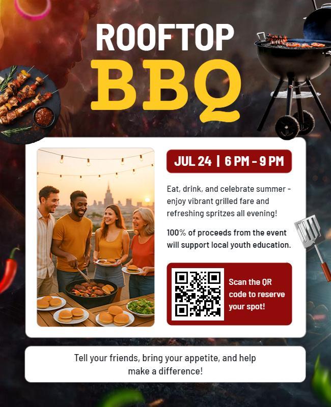 Rooftop BBQ Summer Celebration Flyer Template