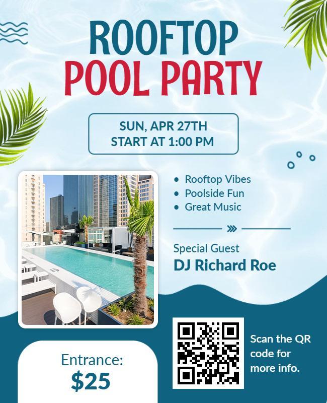 Rooftop Pool Party Event Flyer Template
