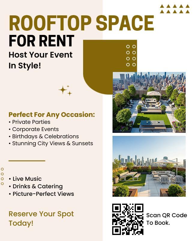 Rooftop Space Event Venue Rental Flyer Template