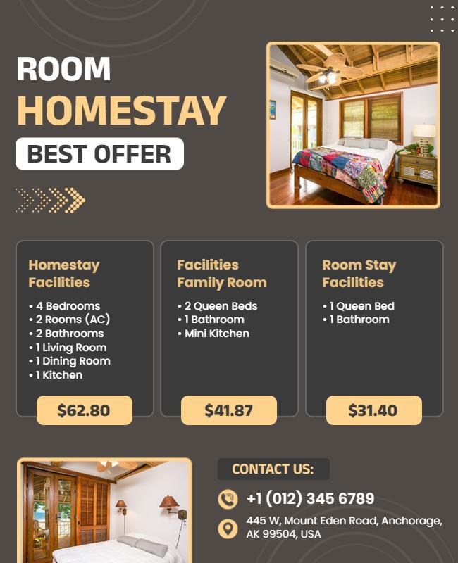 Room Homestay Accommodation Offer Flyer Template