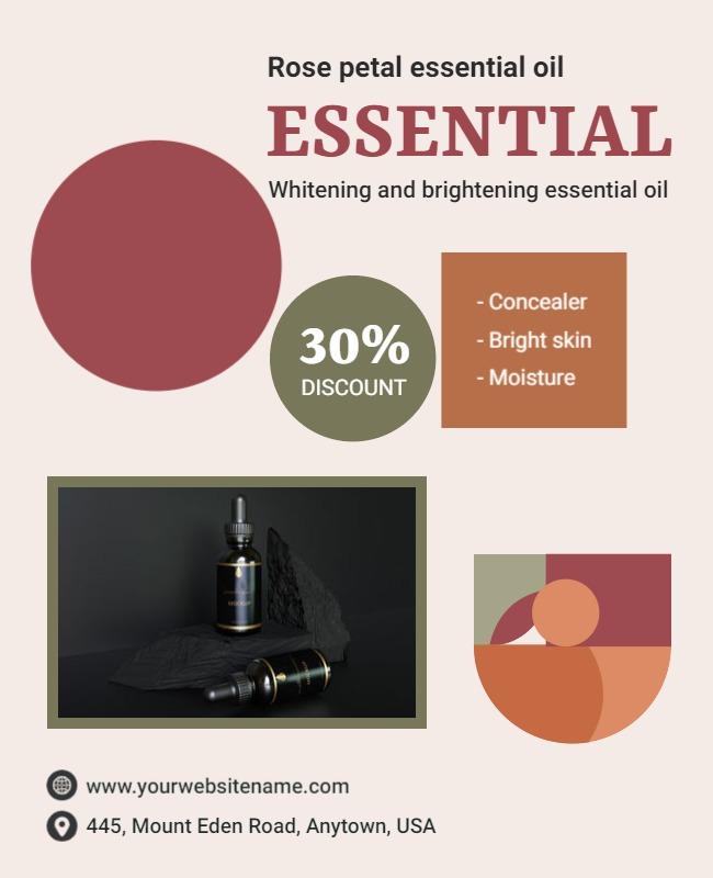 Rose Essential Oil Discount Flyer Template