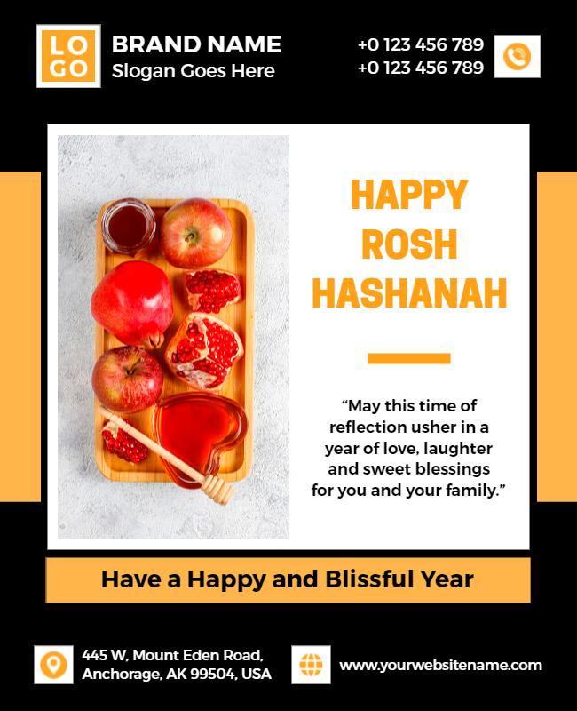 Rosh Hashanah Celebration Blessings Flyer Template