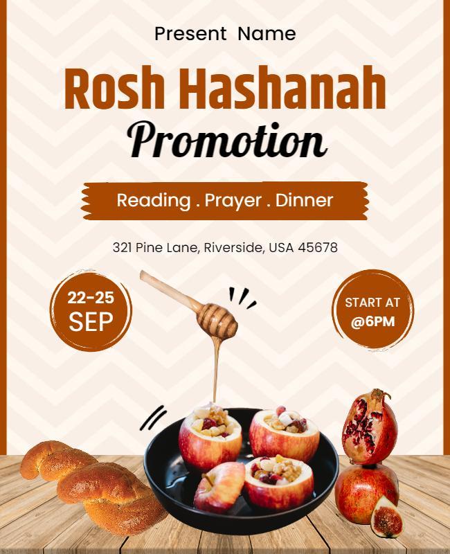 Rosh Hashanah Celebration Dinner Promotion Flyer Template