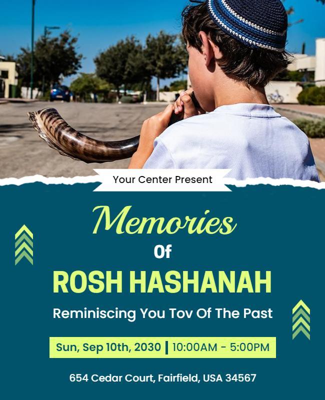 Cultural Blue Rosh Hashanah Celebration Memories Flyer Template